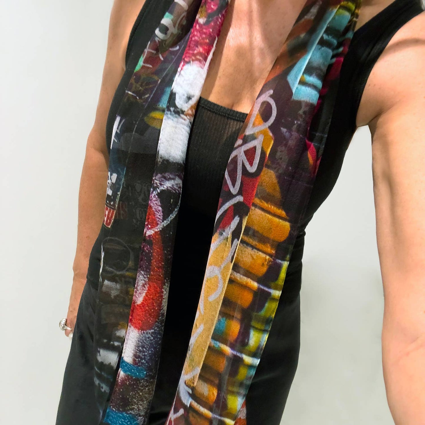 Babs Graffiti Print Silk Scarf