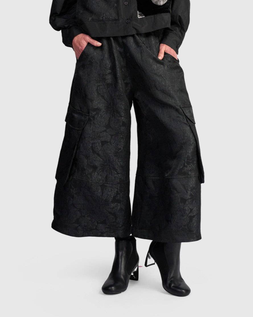 Damask Wide Cargo Pants, Onyx: Onyx / 1 (US 6-8)
