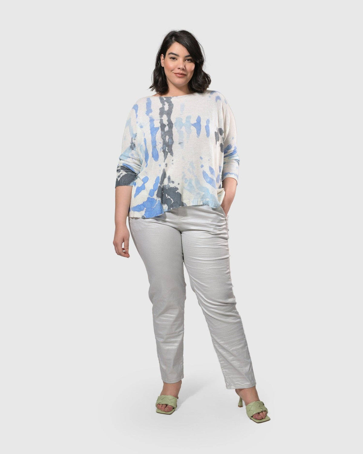 Pinstripe Iconic Stretch Jeans, Silver/white: Silver / 4 (US 12-14)