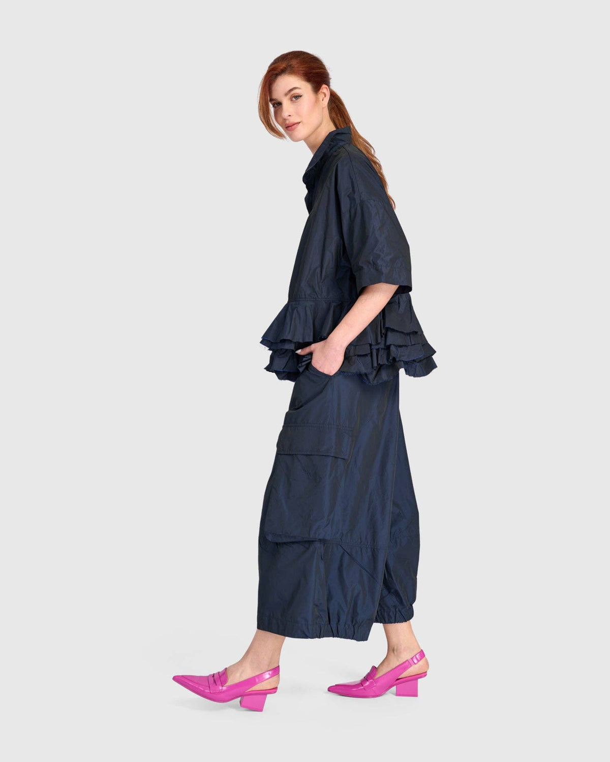 Match Ruffled Shirt, Ink: NAVY / S (US 8-12)