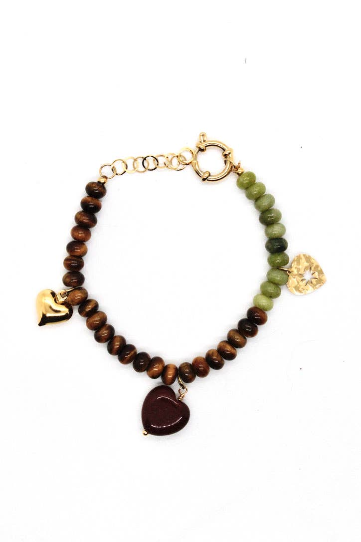 Jasper Mix Heart Bracelet -French Flair Collection- B1-2082