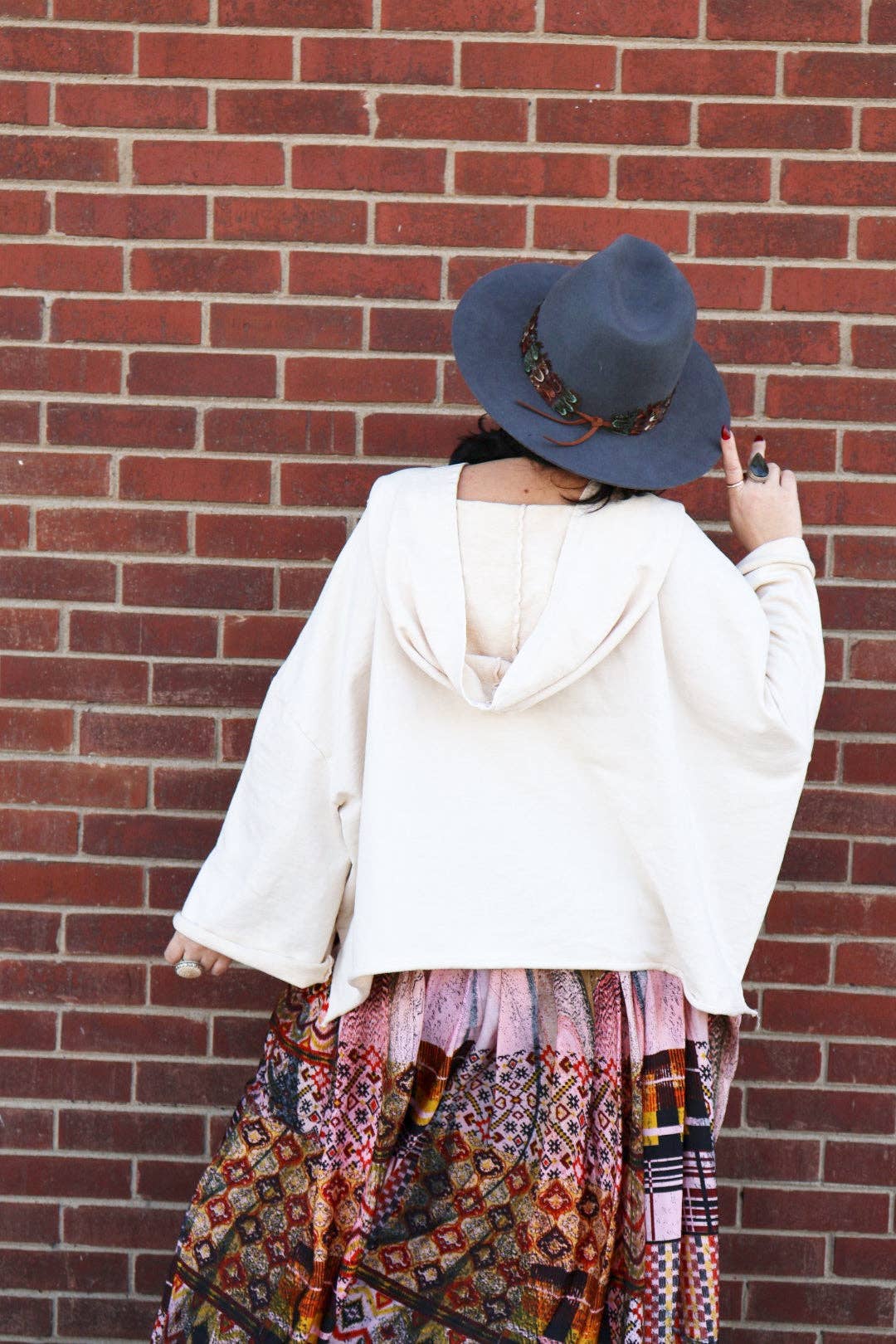 Kantha Bae Dream Cropped Hoodie - Cream Boho Heart Graphic: Default Title