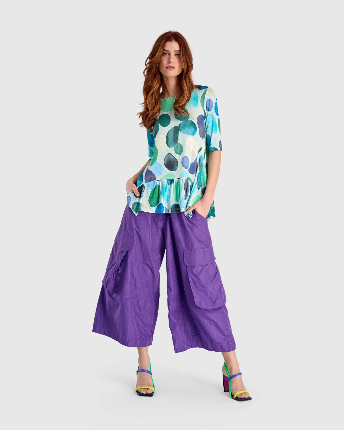 Swish Wide Cargo Pants, Amethyst: Amethyst / 2 (US 8-10)