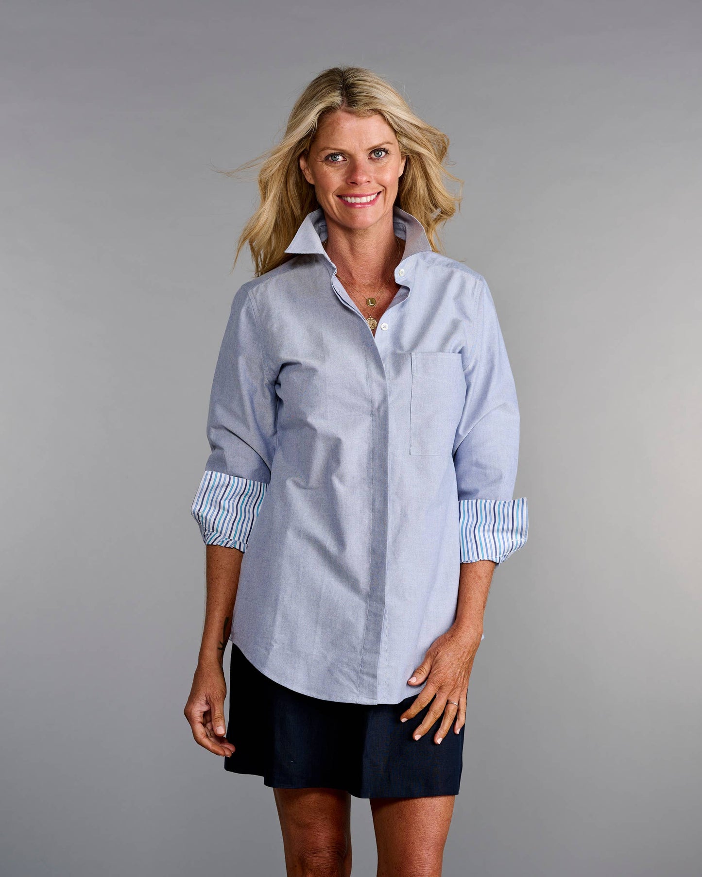 The Modified Boyfriend Shirt in Cadet Blue Oxford: 2XL