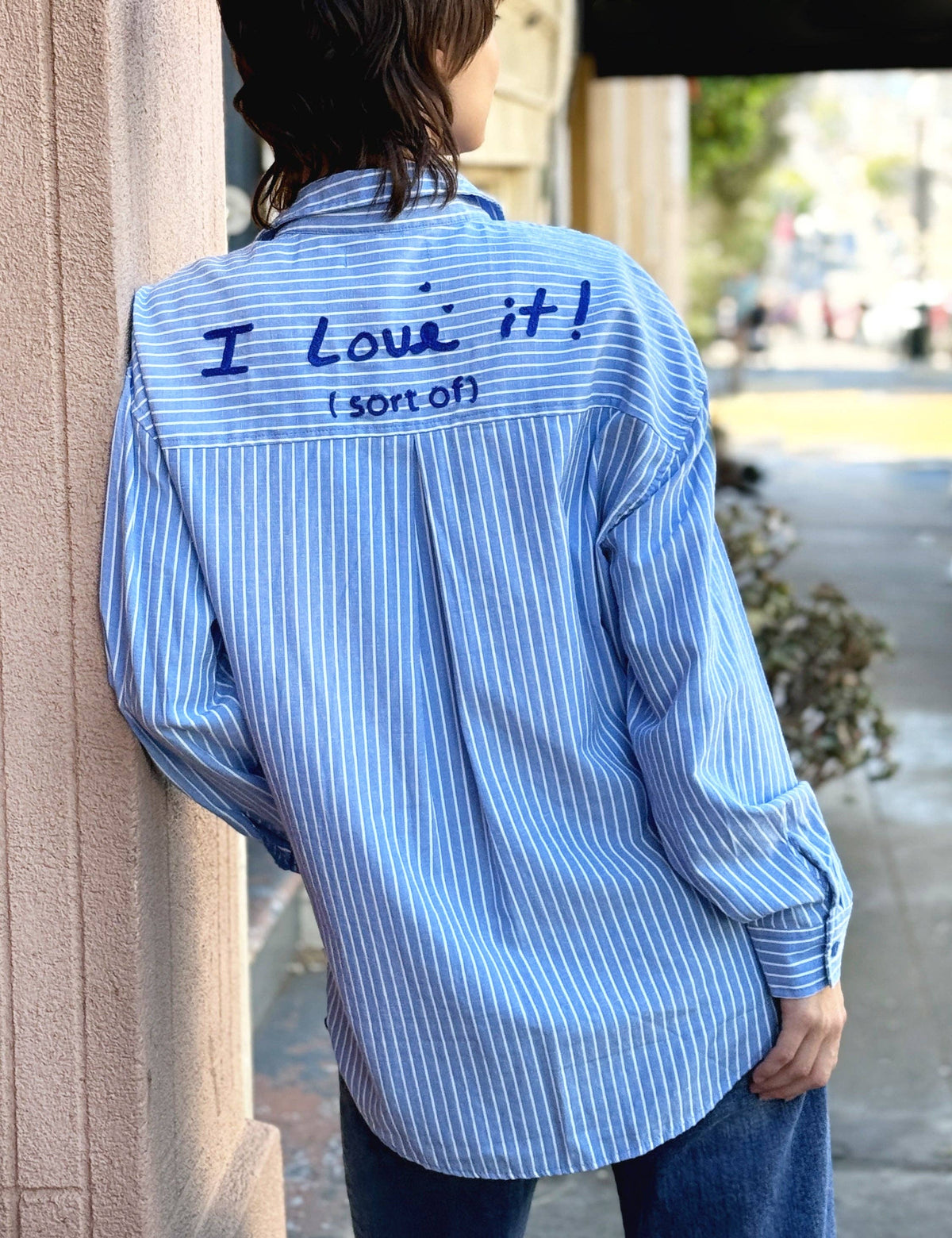 I Love It Shirt: Blu Cabana Stripes / M
