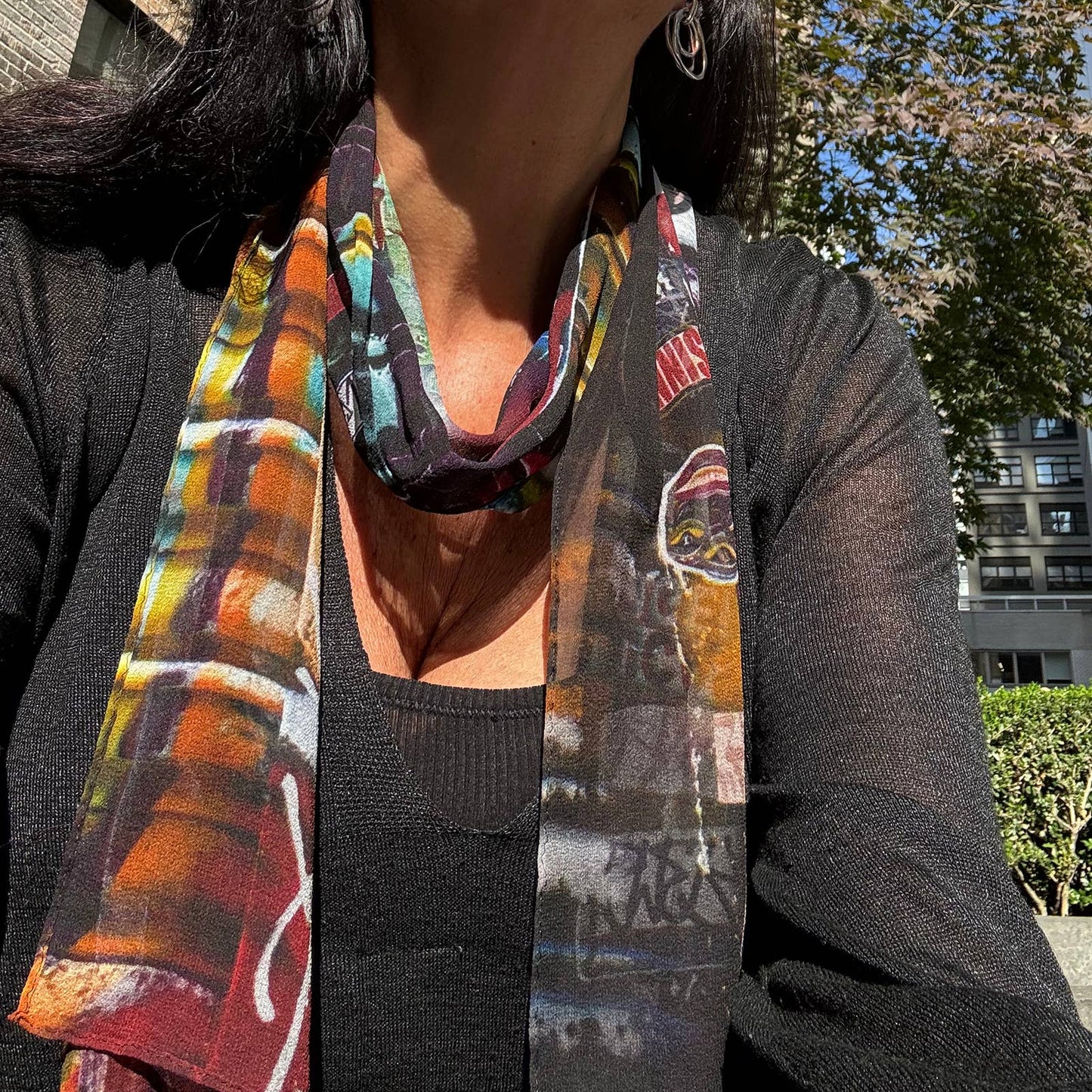 Babs Graffiti Print Silk Scarf