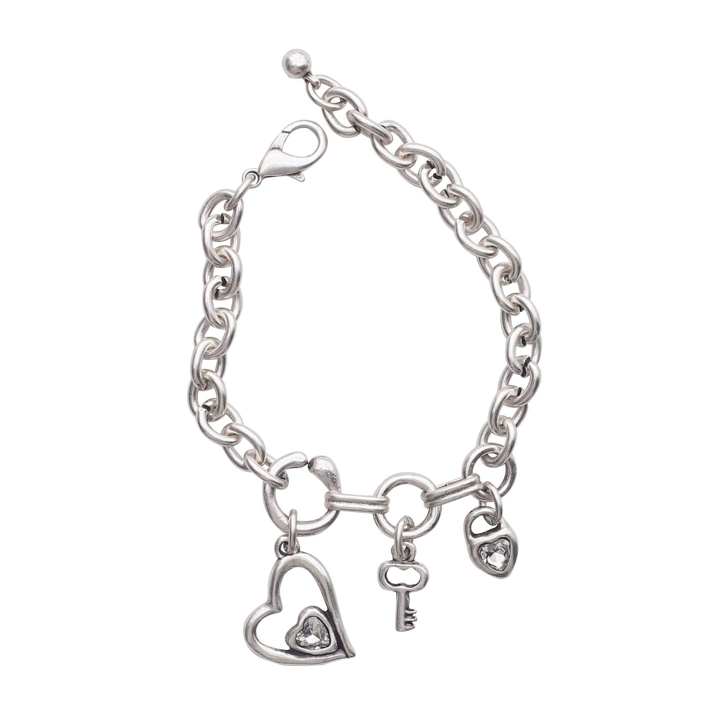 Handmade Heart Crystal Pewter Bracelet - 2924