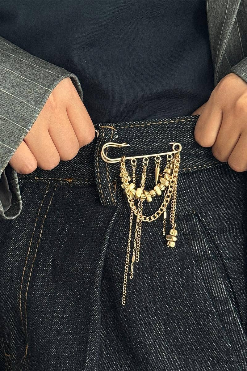 Elegant Chain Brooch for Women: GOLD / One Size