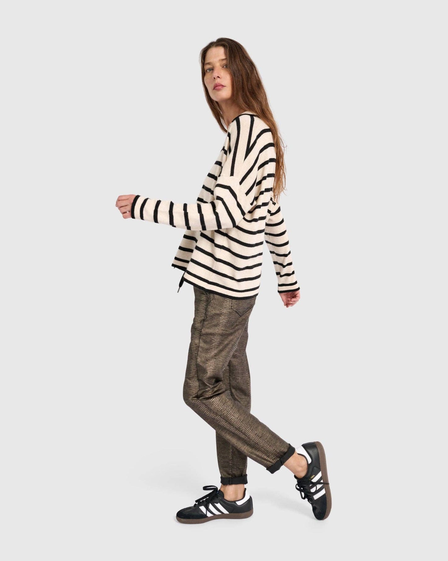 Surfside Collared Sweater, Cream Stripes: Stripes / ONE SIZE