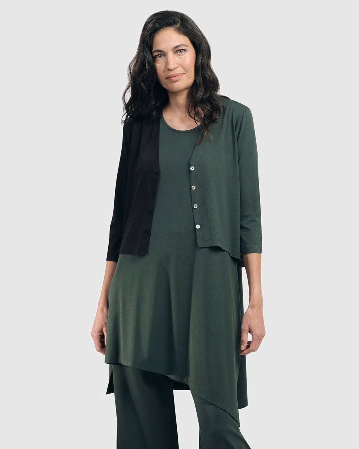 Essential 2-tone Crop Cardigan, Green: Green / 4 (US 12-14)