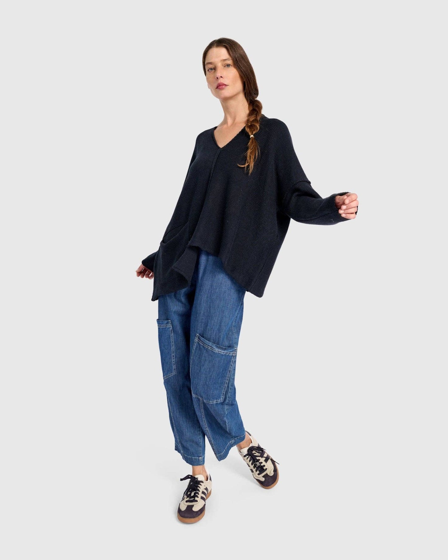 Bliss Slouchy Sweater, Navy: NAVY / ONE SIZE