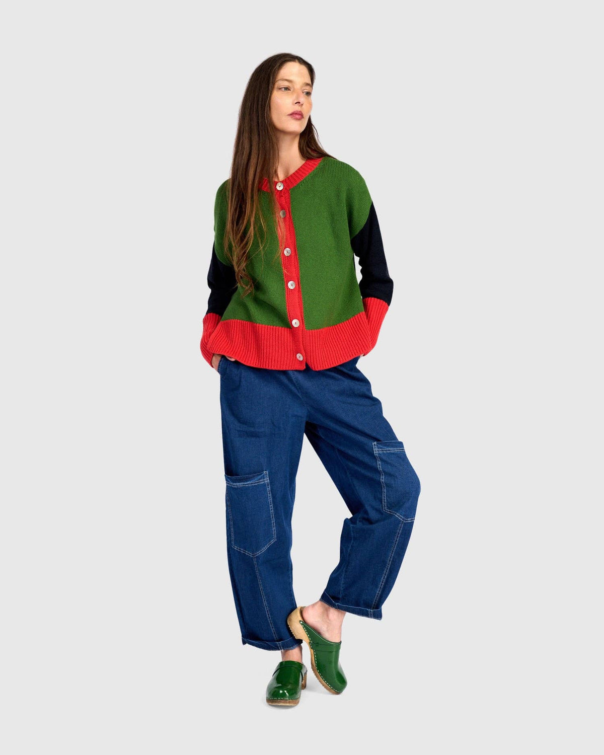 Marmalade Cardigan, Green/Red: Green / ONE SIZE