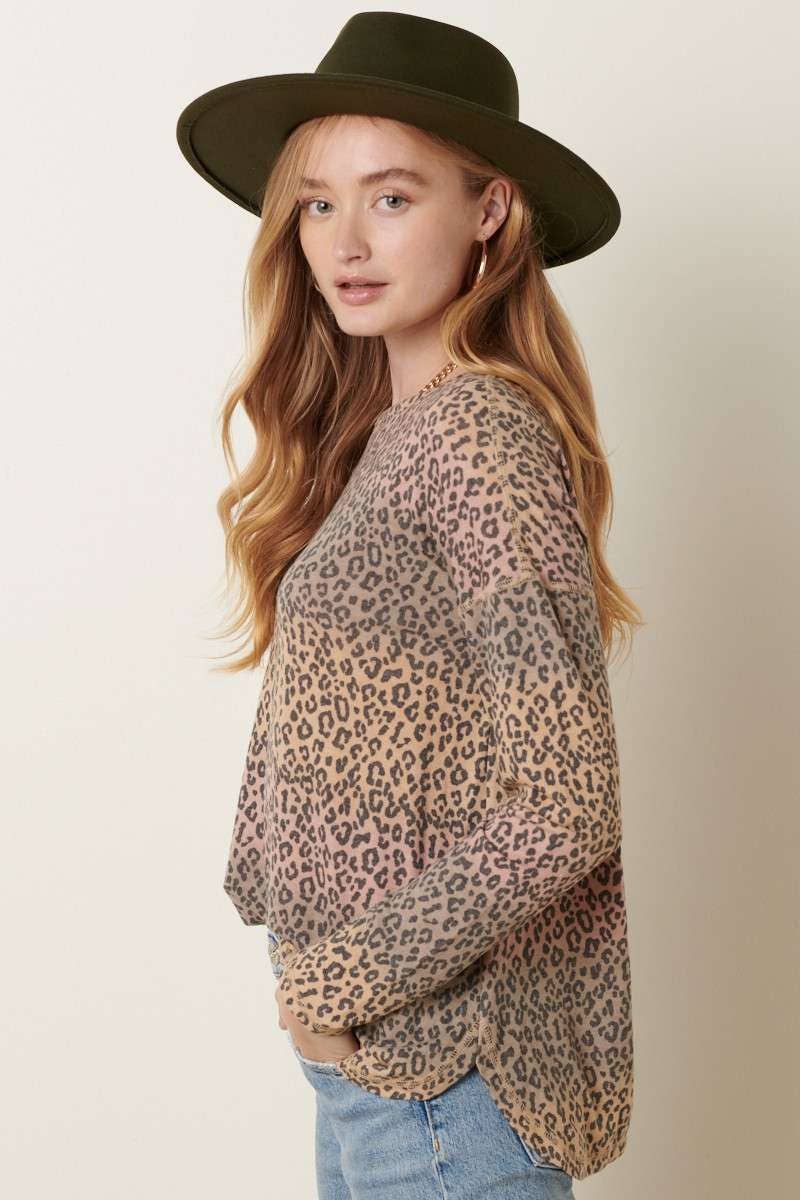 Leopard Ombre Dye Knit Top N13923