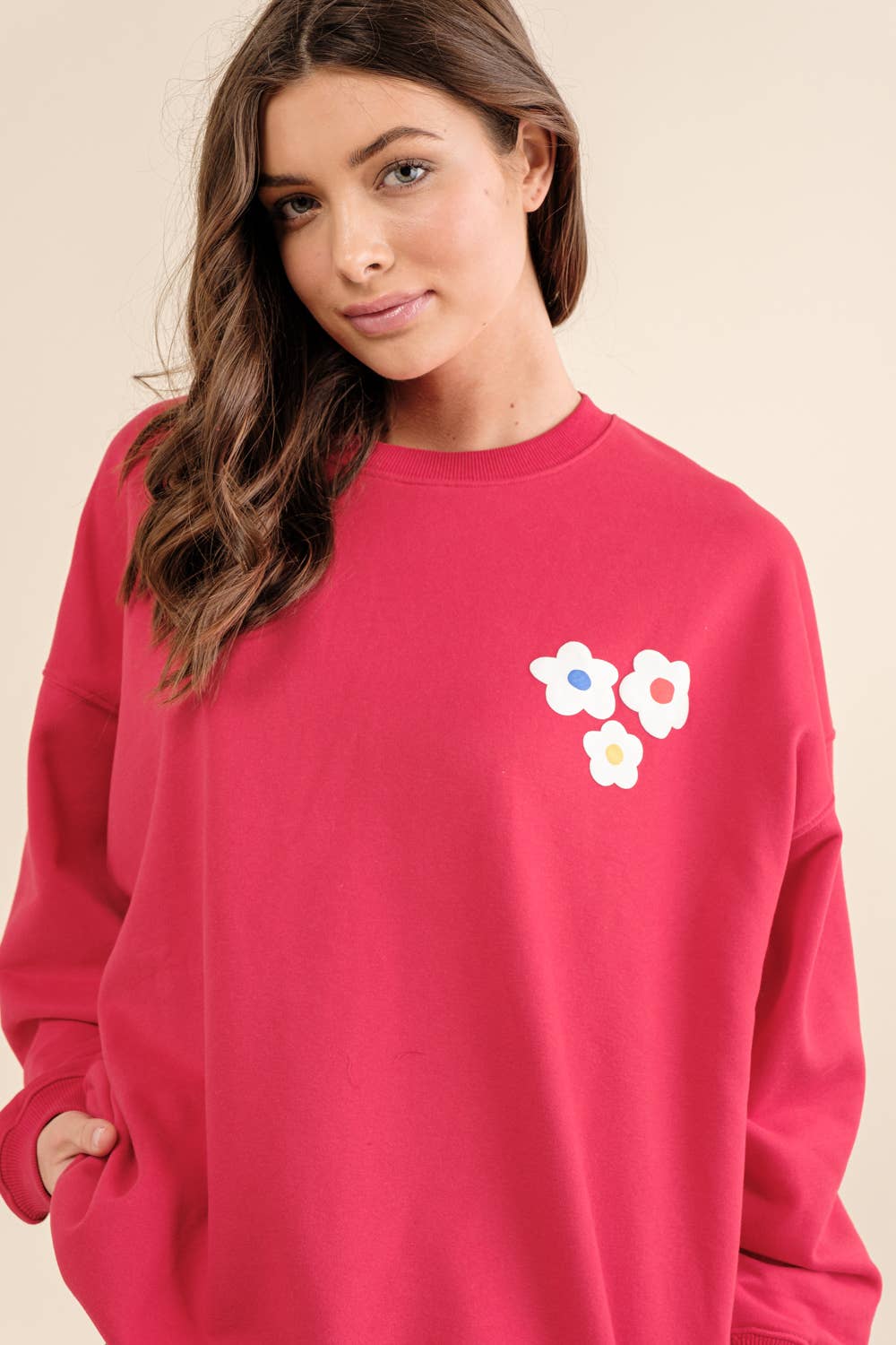 32372T - French Terry Graphic Pullover Sweatshirt: Red / MIDIUM