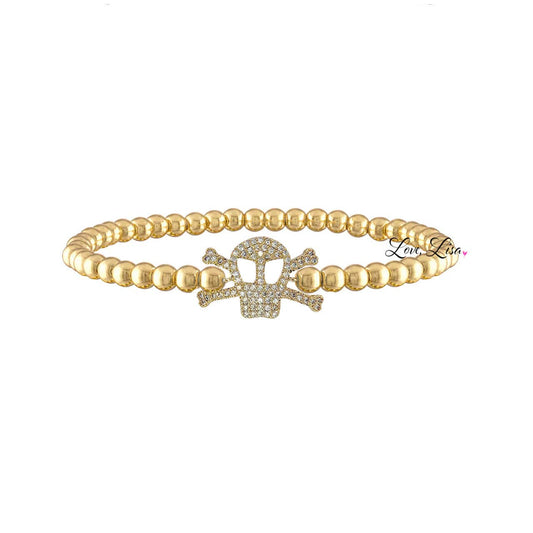 Ziggy Skull Bracelet: Gold