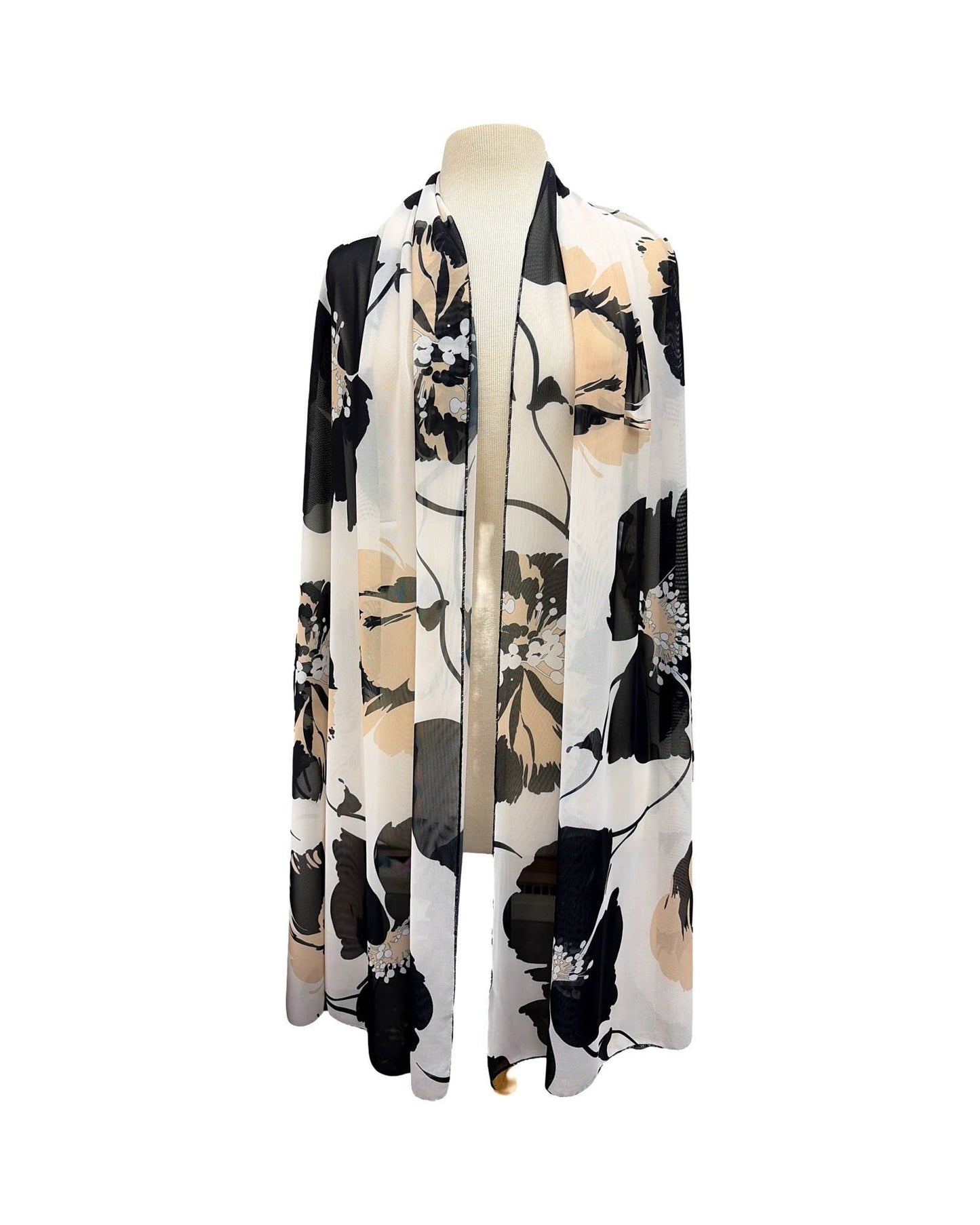 KATELYN Long & Wide Print Mesh Shawl Stole Wrap - Elana Kattan