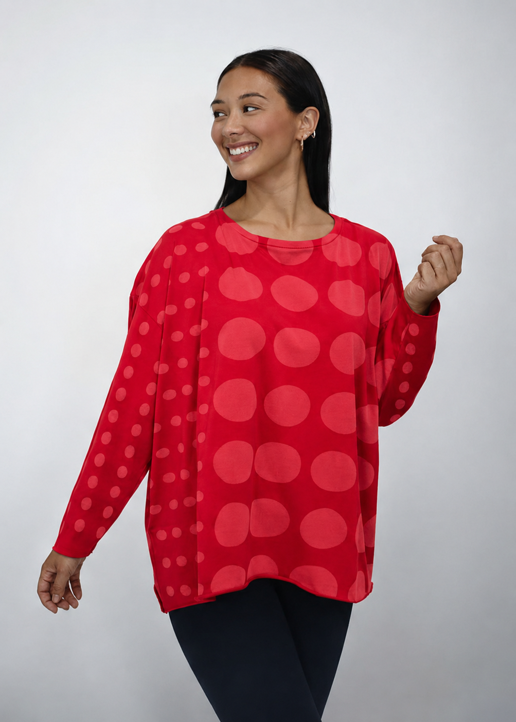 Pima Cotton Circles Luxury Boxy Tee - Chili: Chili