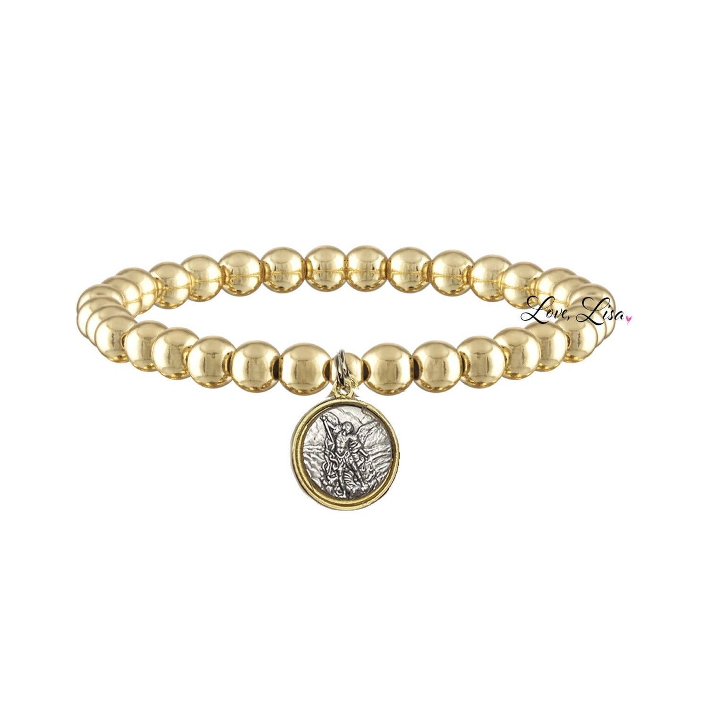Catholic Medal Saint Stretch Bracelets  & Prayer Cards: Silver / St. Christopher
