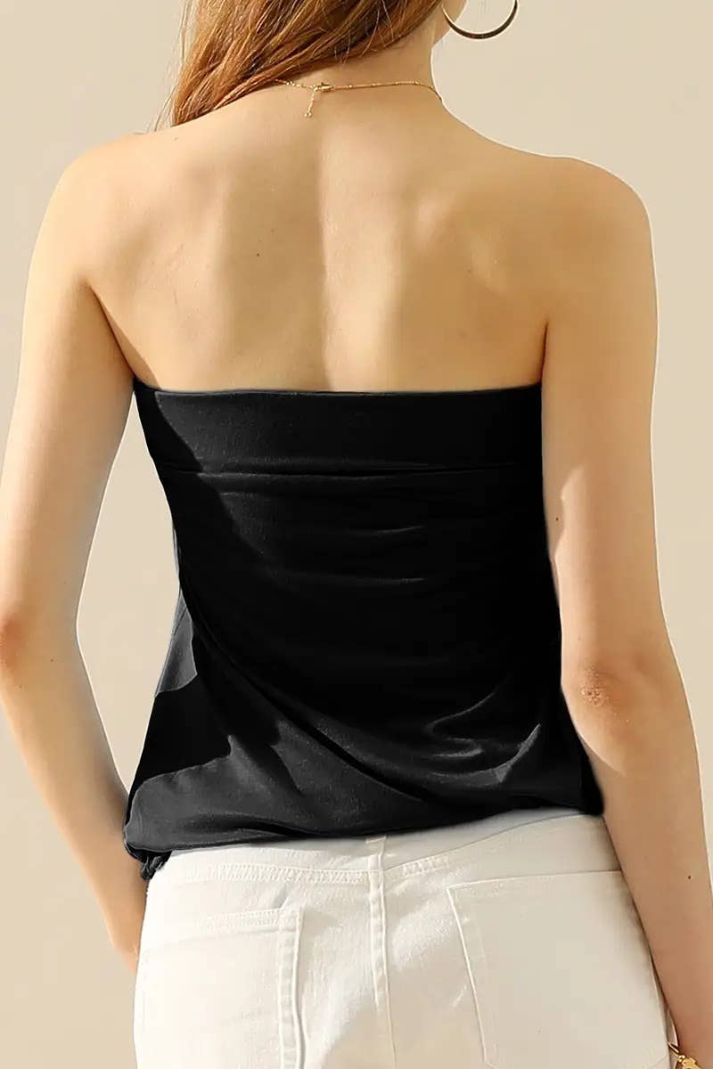 Seamless Ribbed Bandeau Top for Layering: MUSTARD / (L) 1