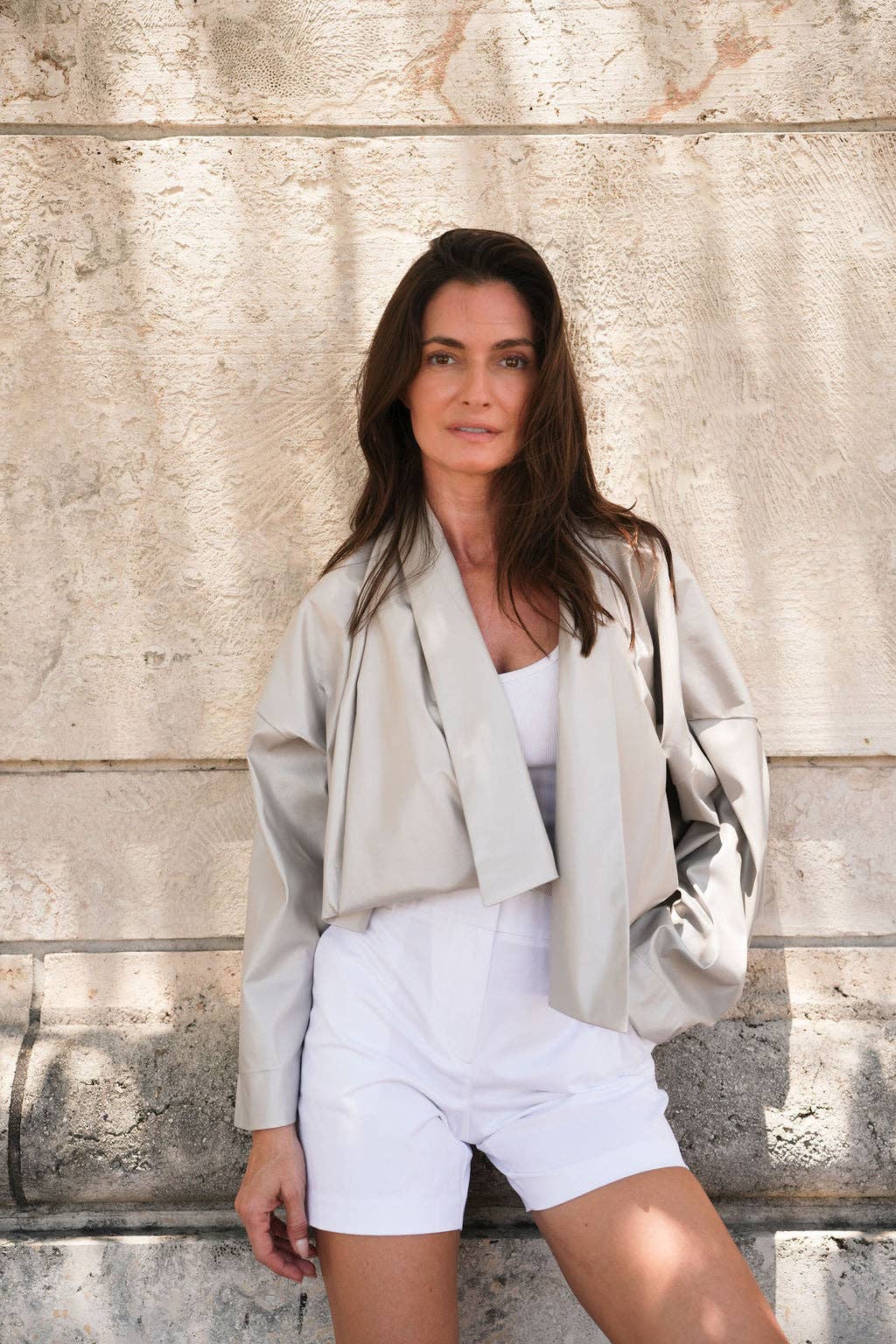 Vegan Leather Origami Jacket - Putty: Putty