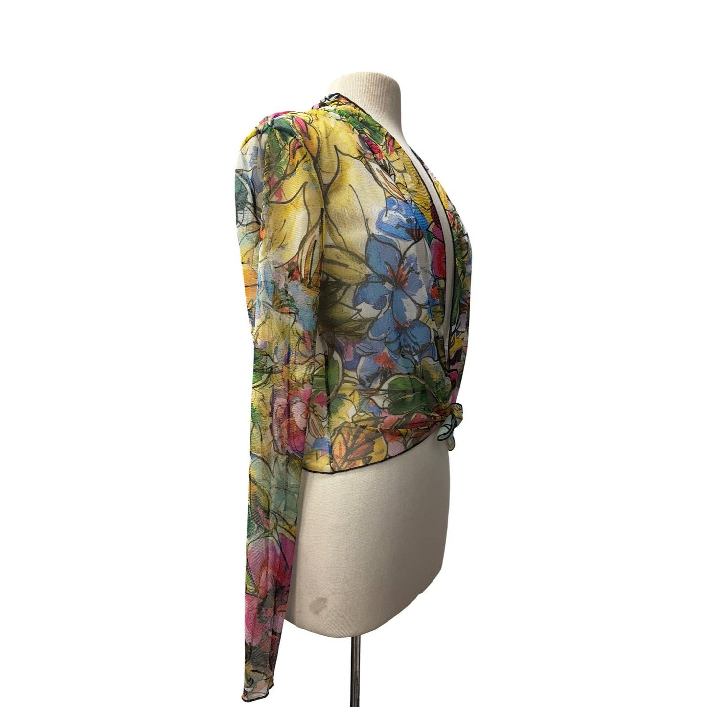 JADE Sheer Long Sleeve Print Bolero Cover-up : XS