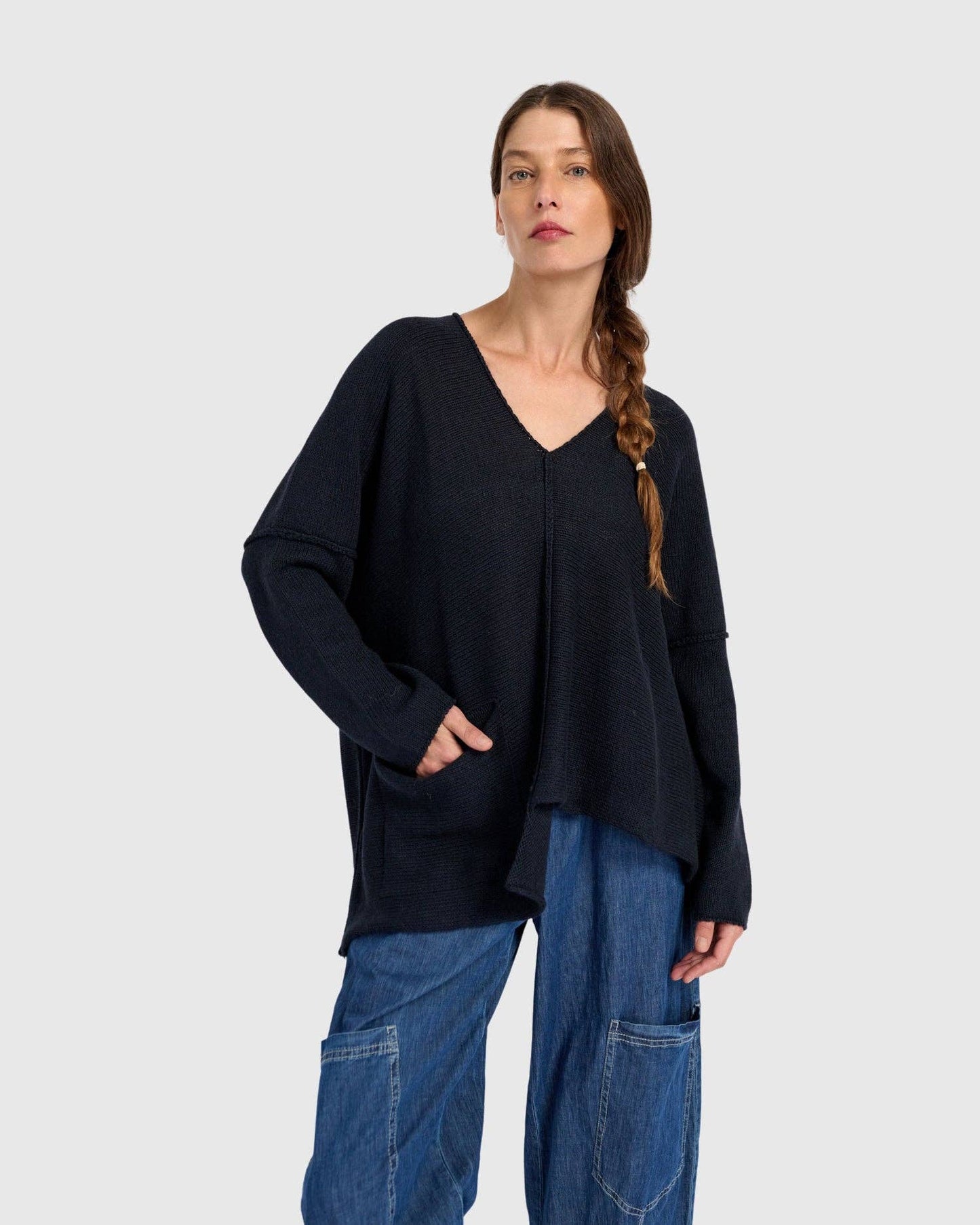 Bliss Slouchy Sweater, Navy: NAVY / ONE SIZE