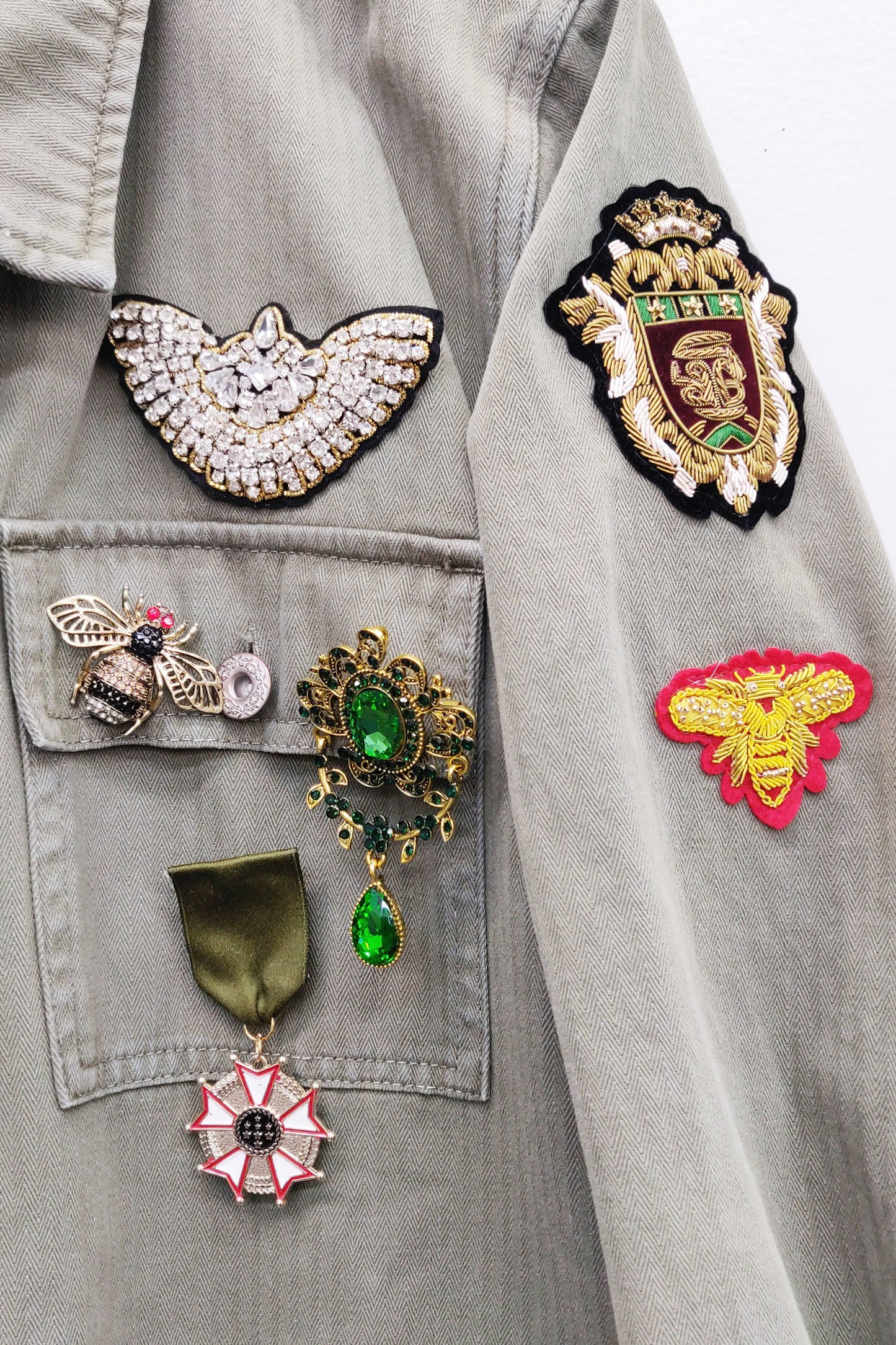 Aria Twill Jacket - Pins Included: Army / M