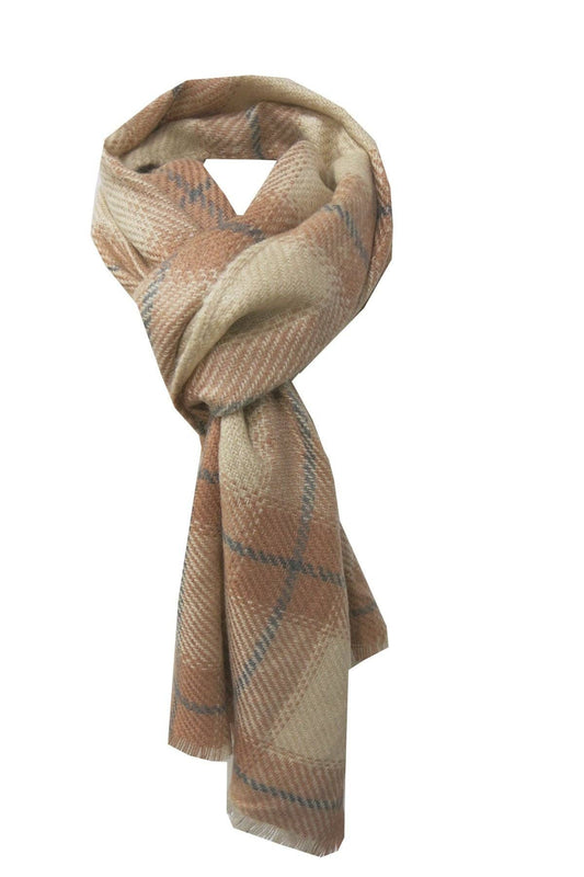 Oh So Plaid Blanket Scarf Wrap for Holiday Gift Giving: Sand / One Size