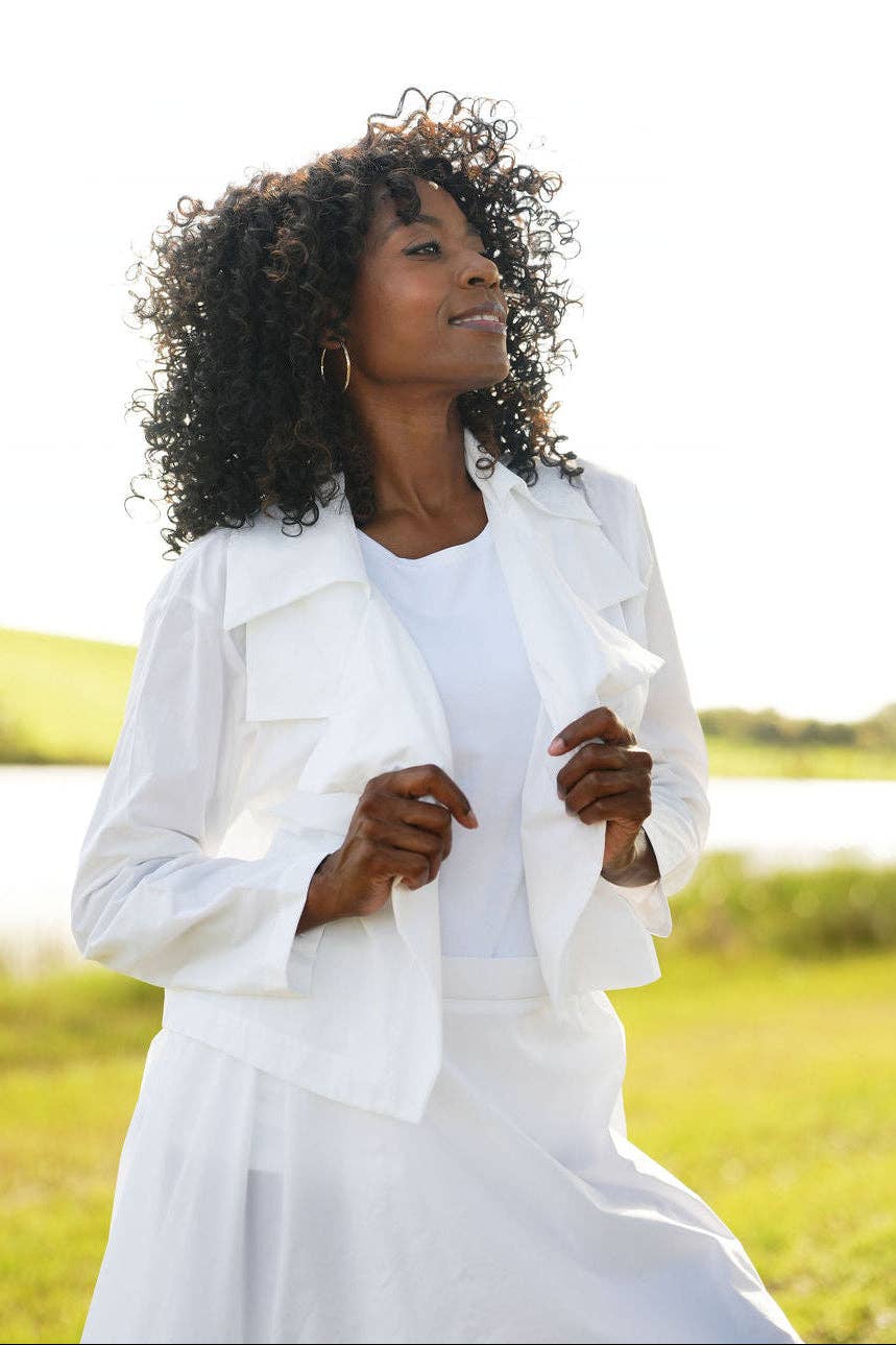 Nylon Triple Collar Jacket - White: White