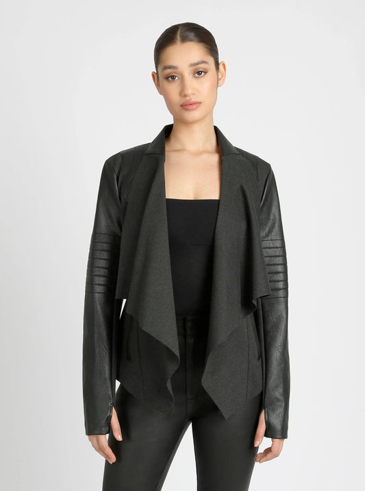 Drape Front Jacket - Heather Charcoal (F1 8/15-8/30): Heather Dark Charcoal / XL