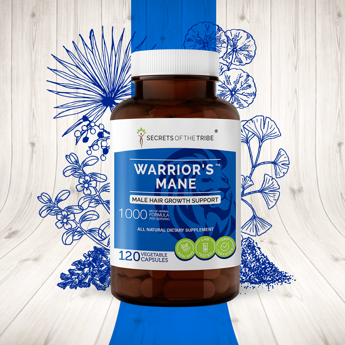 Warrior's Mane Capsules. Male Hair Growth Support: 60 Capsules