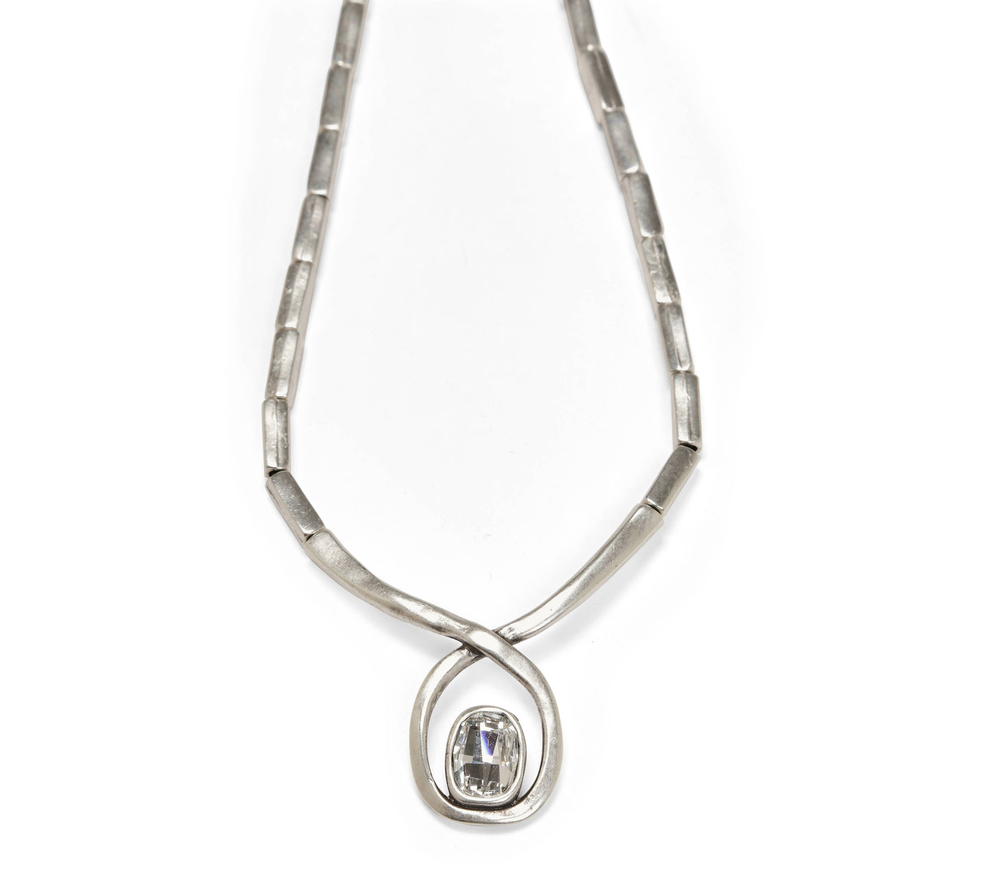 Handmade Crystal Pewter Necklace - 3885