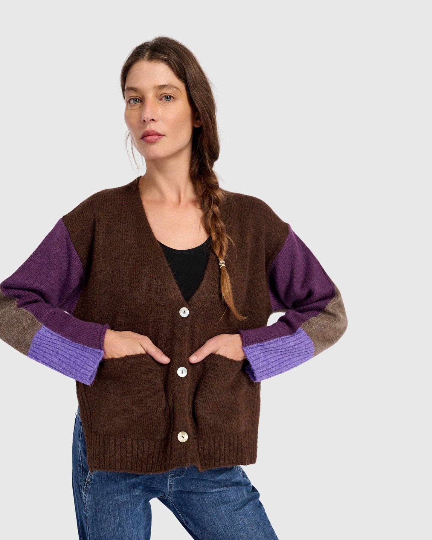 Finch Cardigan, Brown/Purple: MIX / ONE SIZE