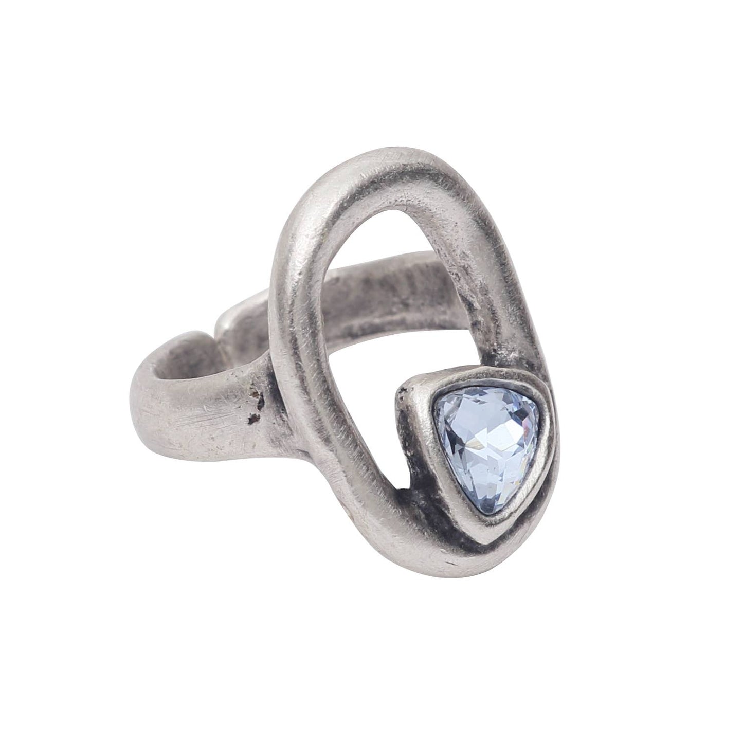 Handmade Blue Crystal Brass Ring - 6999