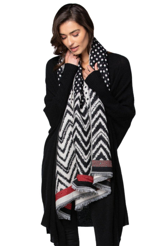 Polka Dotty Blanket Wrap Winter Scarf: Black / Polka Dotty Blanket Wrap