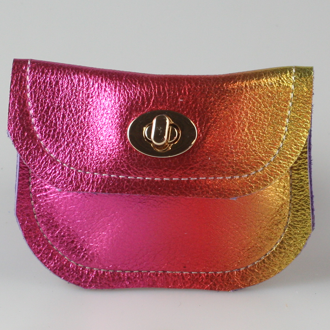 The Turnlock Metallic Leather Wallets: 3 sizes!: Silver / Hamilton: 8"x4.5"