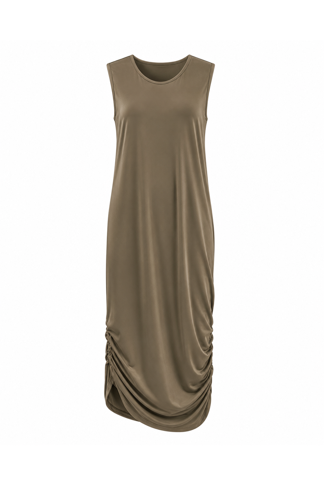 Cotton Lycra Ruched Tank Dress - Turtle: 1