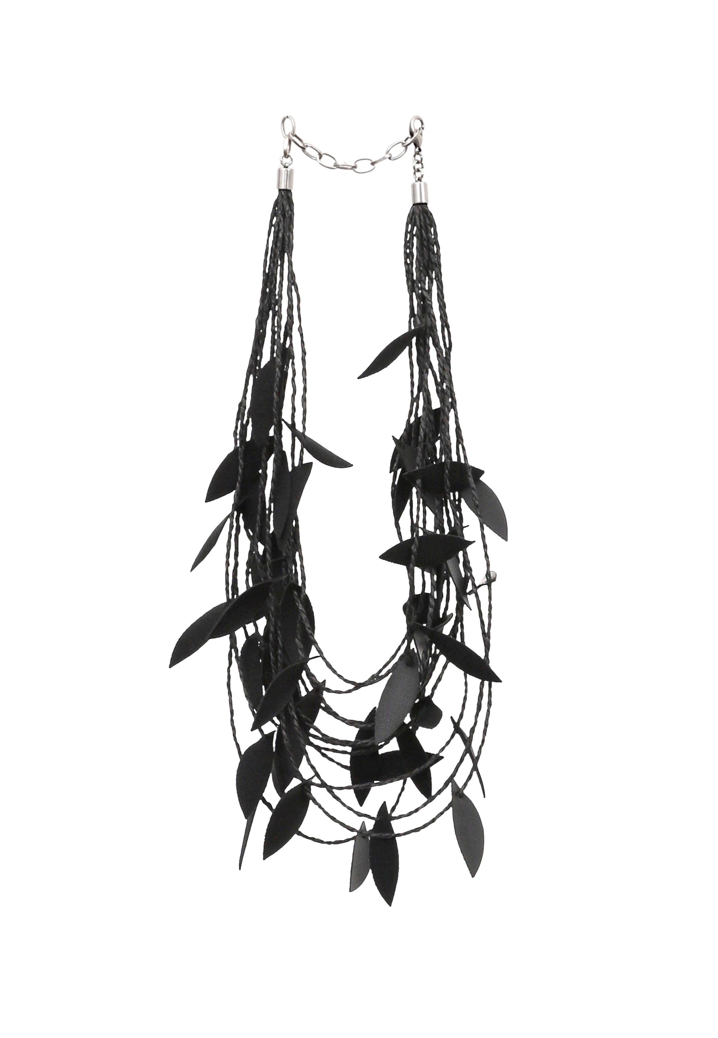 Handmade special design leather leaf jewelry set: Black