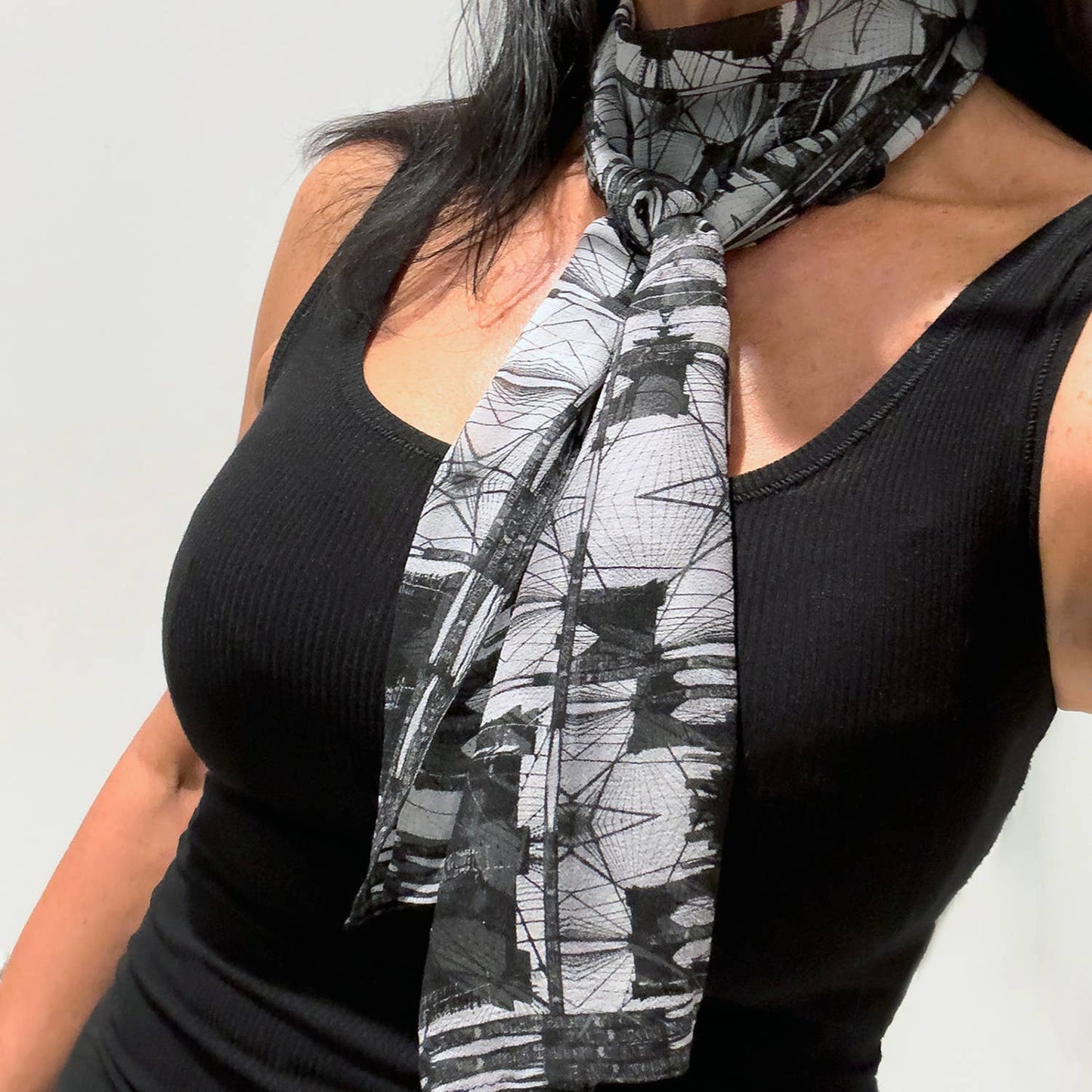 Babs Brooklyn Bridge Print Silk Georgette Scarf