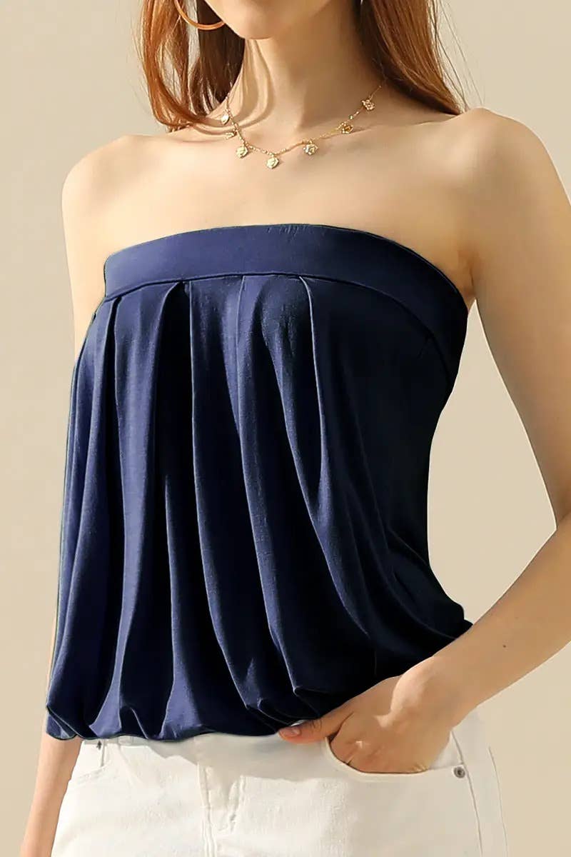Seamless Ribbed Bandeau Top for Layering: MUSTARD / (L) 1