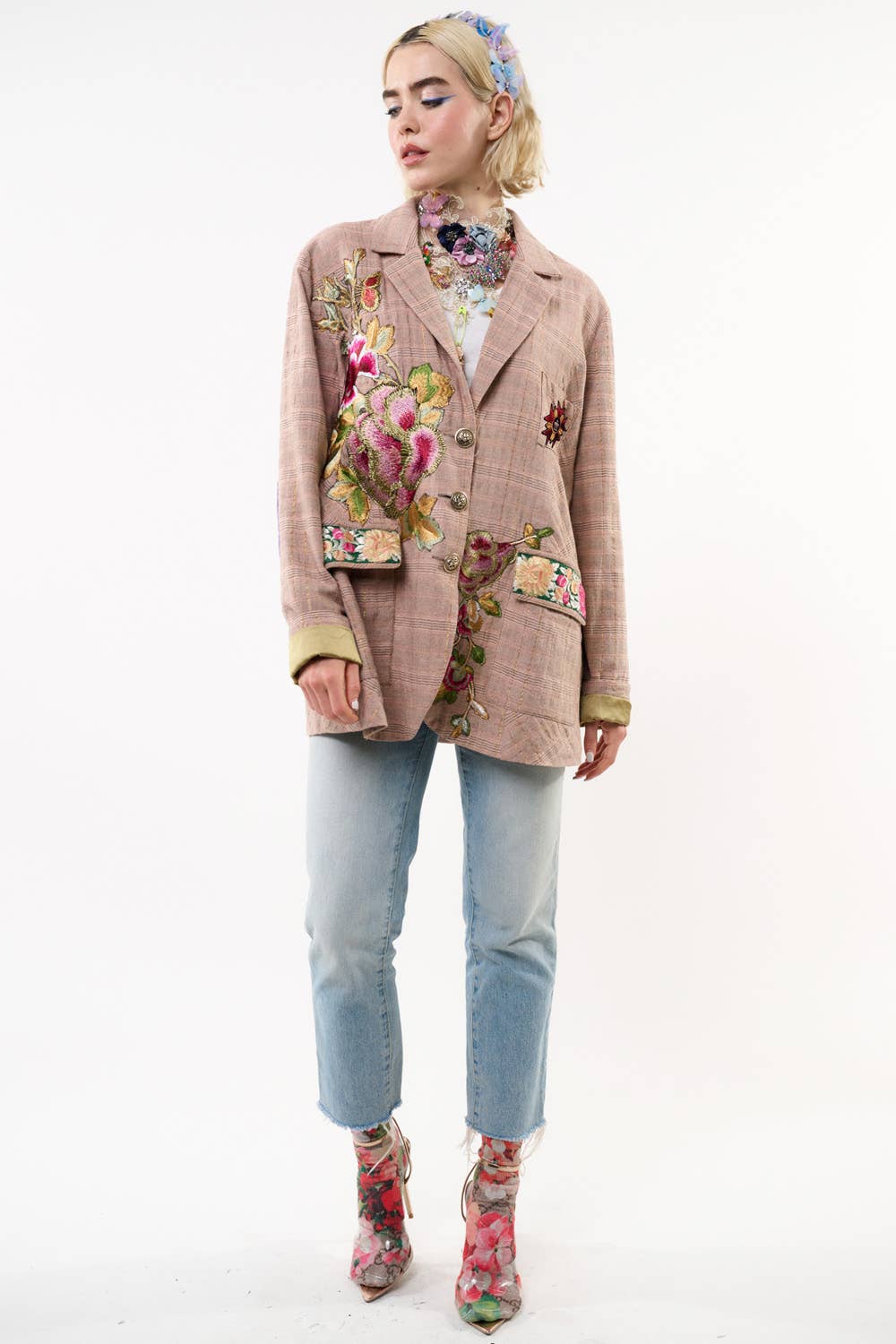 Sudden Sensation Blazer | Pink Jacket | Embroidered Jacket: Pink Ash / S