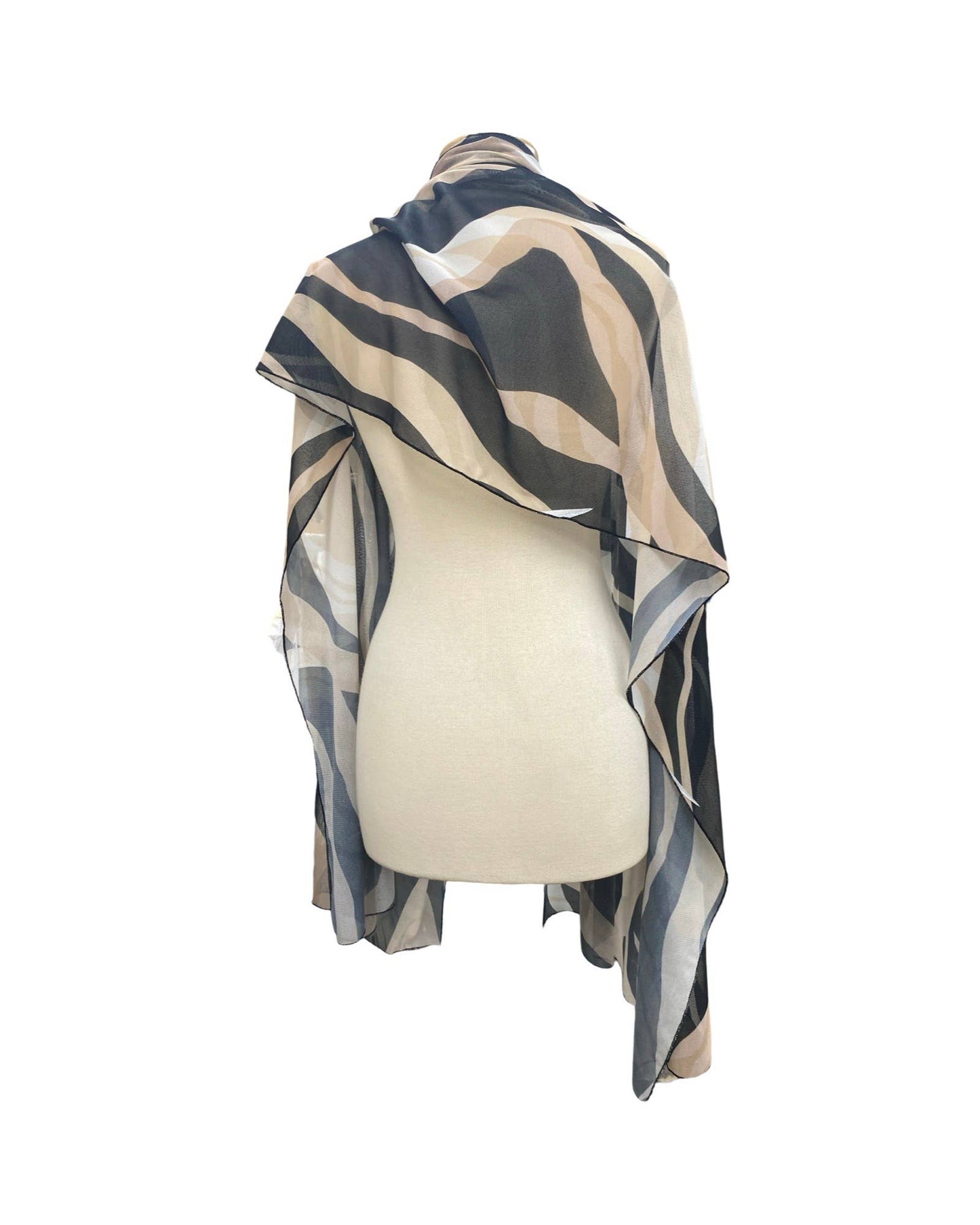 LISA Long & Wide Print Mesh Shawl Stole Wrap: OS
