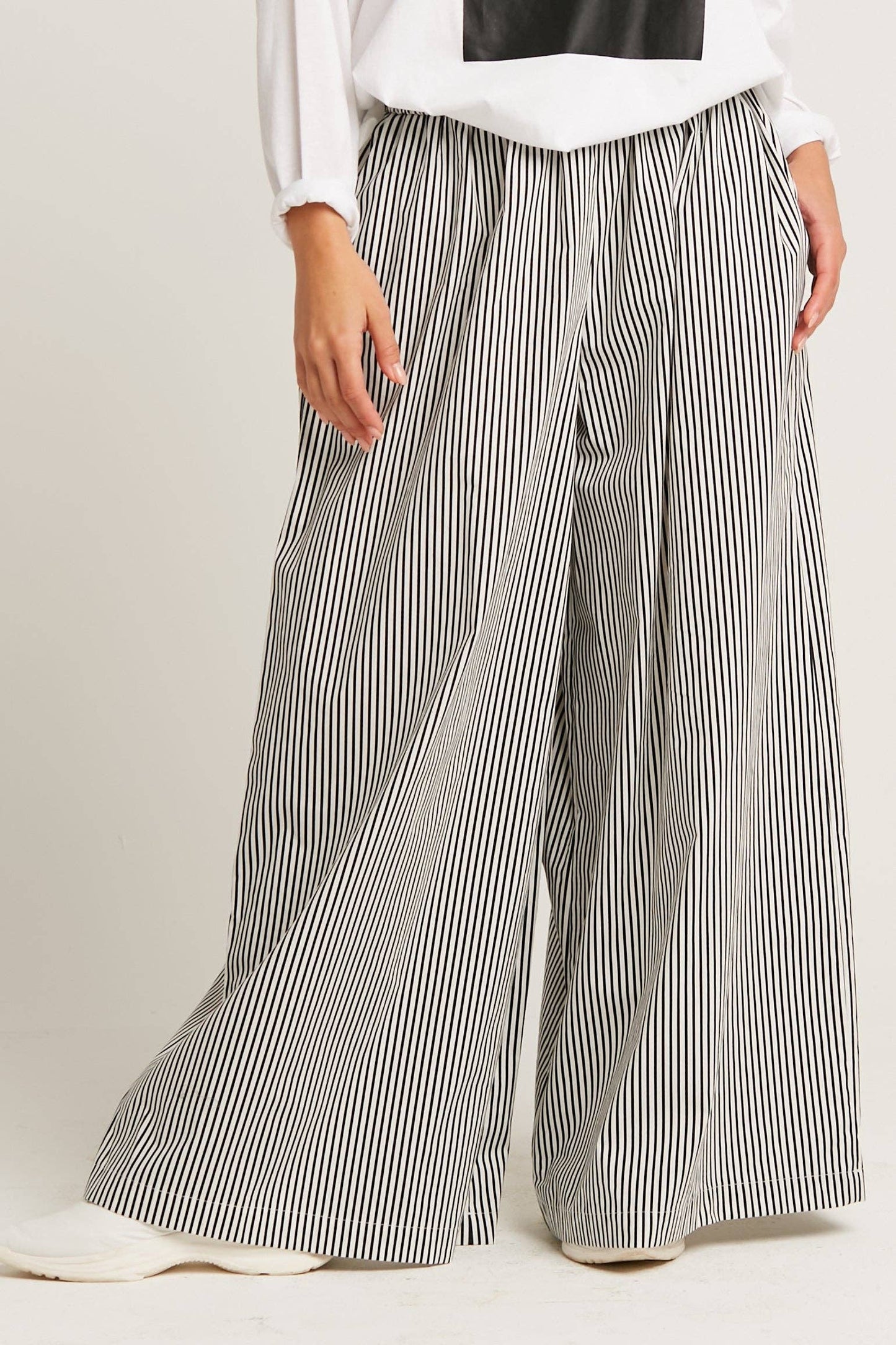 Cotton Palazzo Pants - Bold Stripe: Stripe