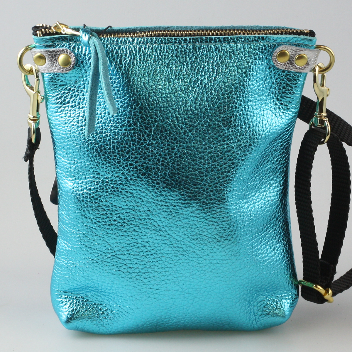 The Lisa Cellphone Crossbody Pouch : Fuschia / Black Webbing Crossbody Strap