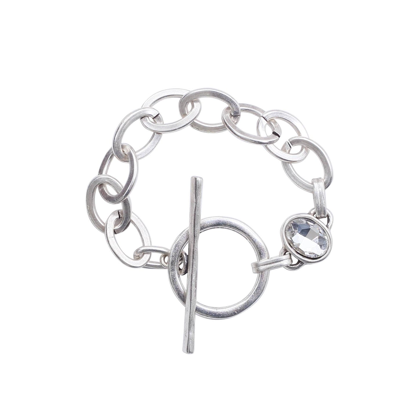 Handmade Clear Crystal Brass Bracelet - 2944