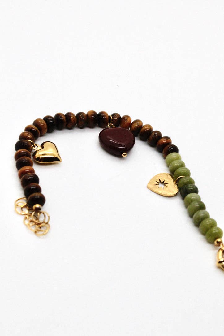 Jasper Mix Heart Bracelet -French Flair Collection- B1-2082