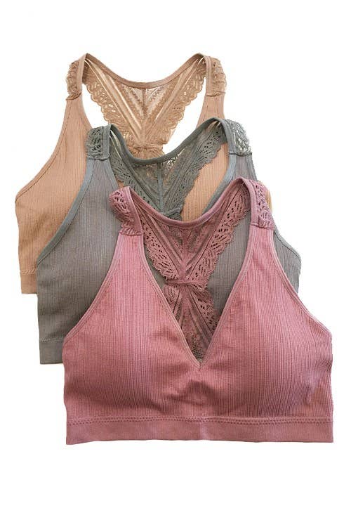 Lace Racerback Bralette: CHARCOAL / 3-3 (S/M-M/L)
