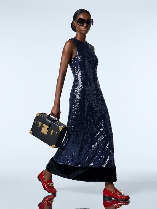 EMPIRE Women's Sequin Gown Prêt-à-Porter BYMANYC ® New York: Navy Blue / M