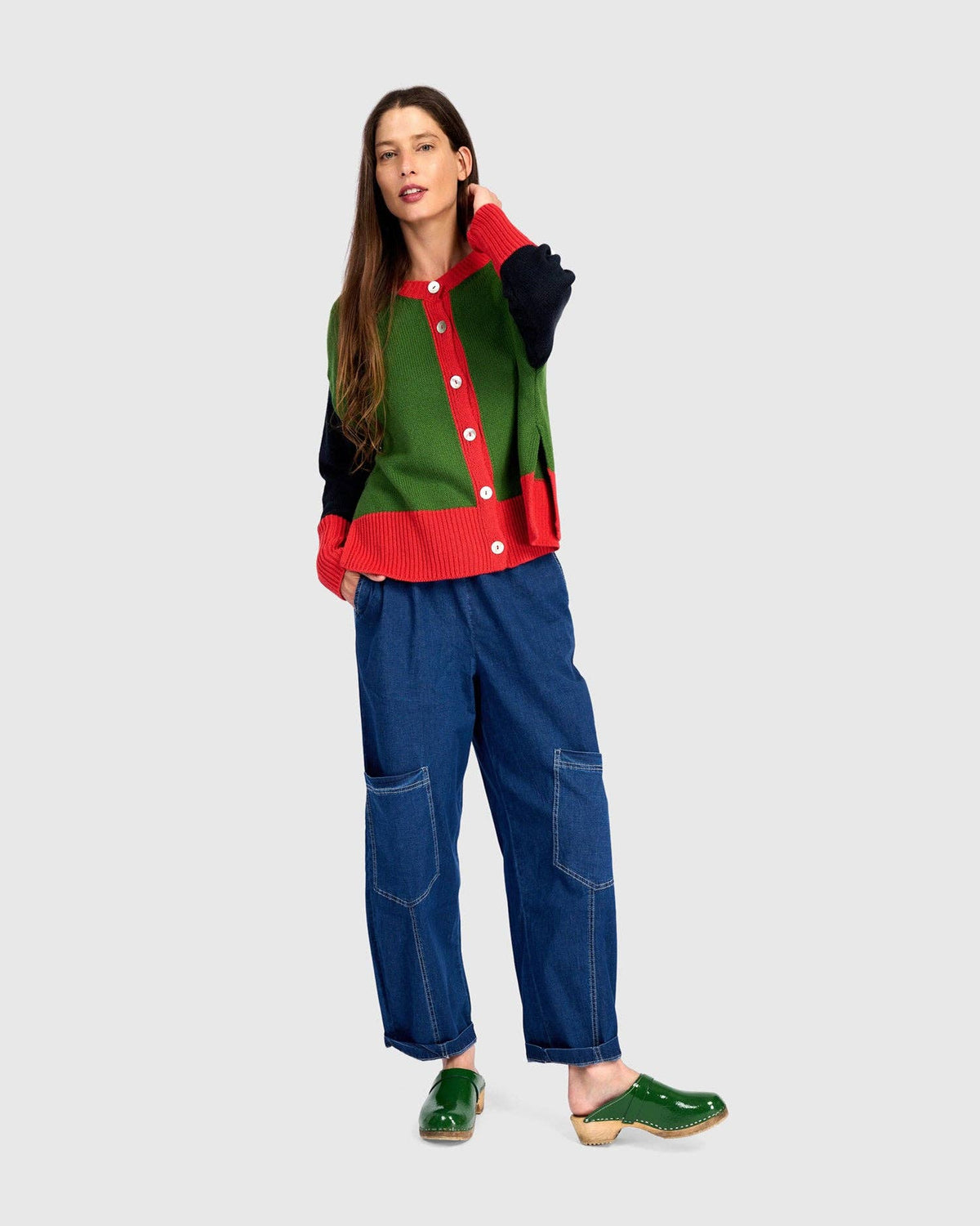 Marmalade Cardigan, Green/Red: Green / ONE SIZE