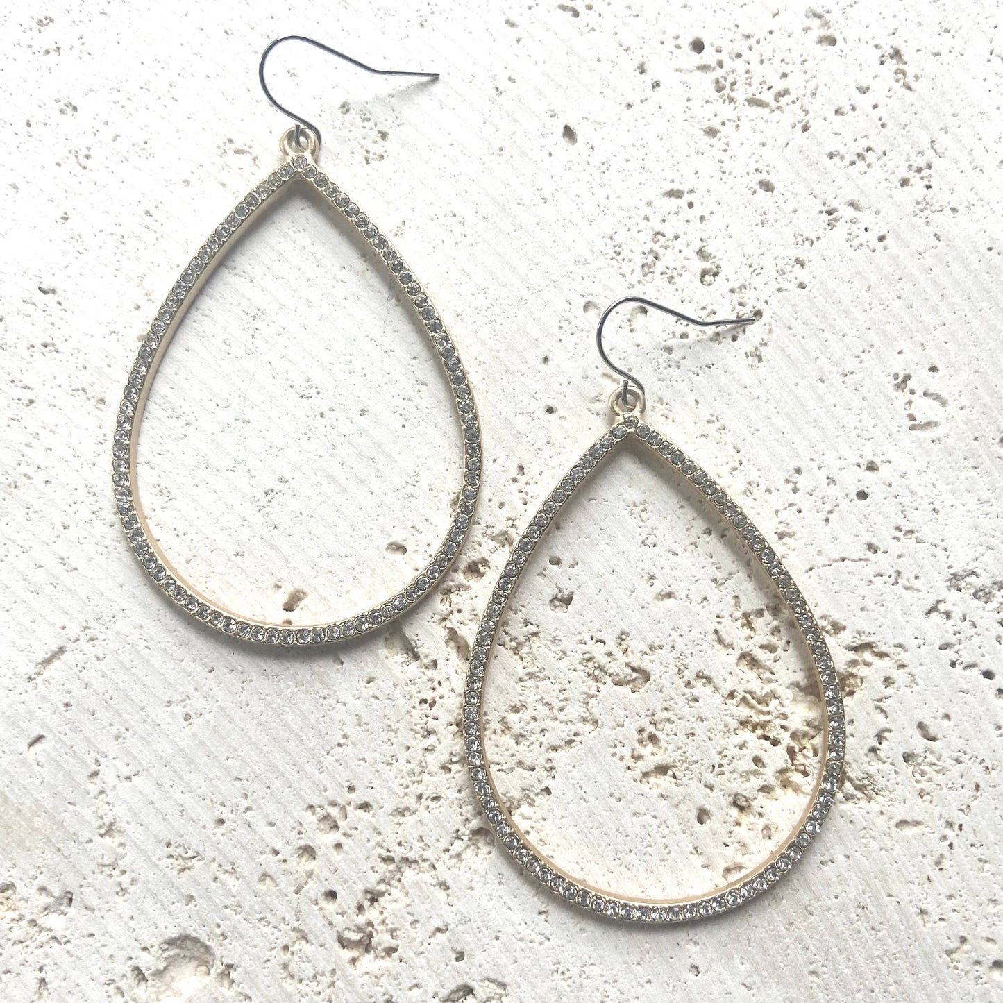 Matte gold statement teardrop earrings boutique jewelry 
